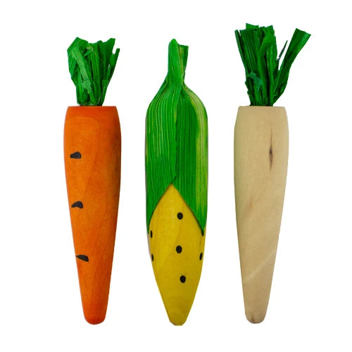 Wooden Carrot & Corn 3pack
