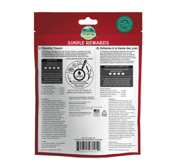 Oxbow Simple Reward Timothy 85g