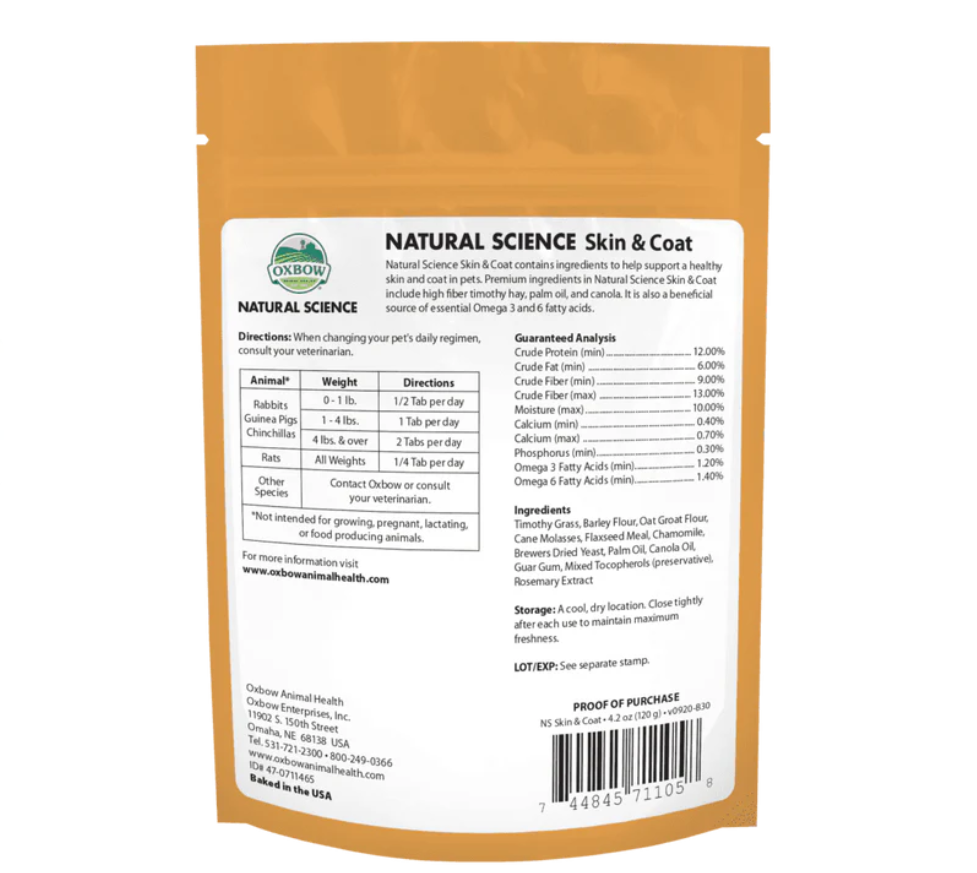Oxbow Natural Science Skin and Coat 120g