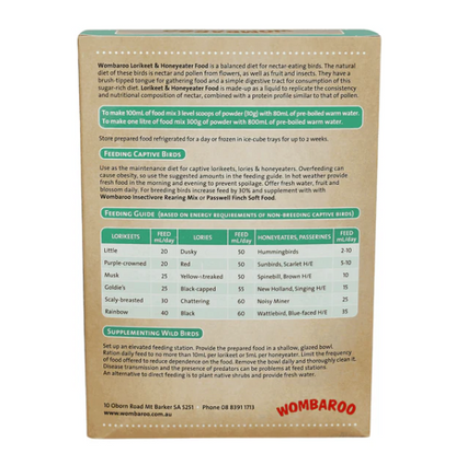 Wombaroo Lorikeet & Honeyeater Food 1.5kg